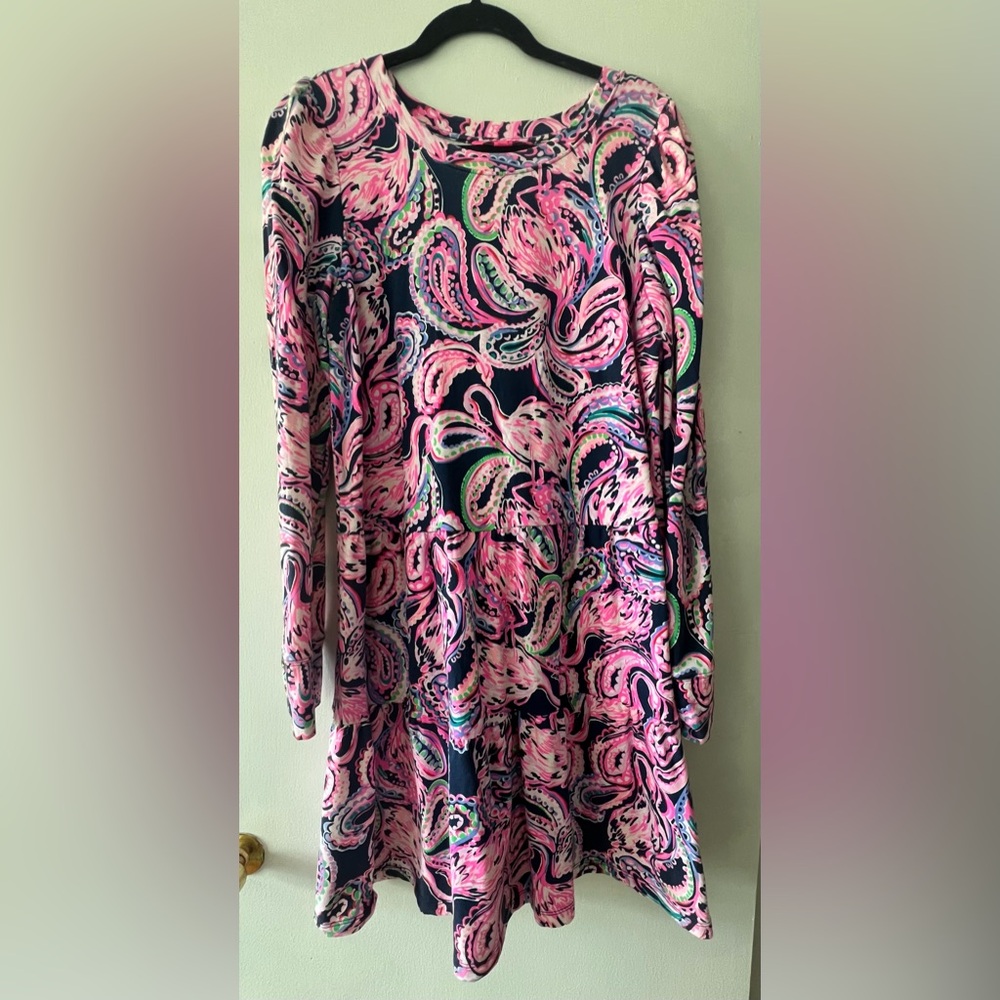 EUC Lilly Pulitzer Terry Swing Dress - Flamingos - Large